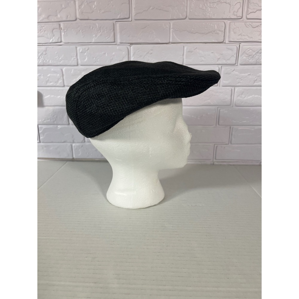 Cremieux Flat Cap Mens S/M Black Paper Straw Woven Ivy Newsboy Hat